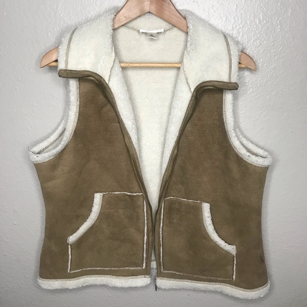 Ann Taylor LOFT Sheepskin Tan Vest